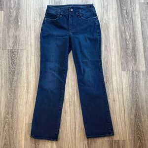 NYDJ Dark Blue Straight Leg Jeans 8 Women’s Mid Rise Denim Stretch